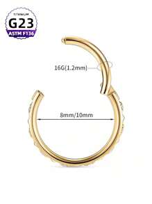 CatDObo 1pc Titanium Nose Rings Cubic Zirconia Septum Rings Hinged Seamless Piercing Rings For Nose Conch Septum Cartilage Helix Tragus Rook Daith Lobe Piercing Jewelry - Square Cut Nose Ring - View 5