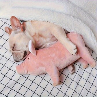 1pc Cute Pig Design Pet Grinding Teeth Squeaky Plush Toy, Durable Chew Toy For Dog Interactive Supply