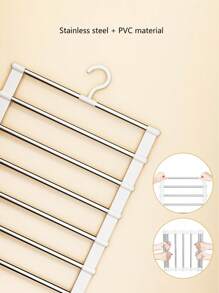 1pc Space-Saving Foldable Pants Rack Multi-Functional Pants Hanger Ladder Hanging Pants Folding Pants Hanger Stainless Steel Pants Hanging Pants Clip Multi-Layer Non-Marking Storage Hanging Pants Changeableness Steel Trouser Organizer, Suitable For Jeans, Leggings And Pants Dress Pants Shoes Jeans Boots Skirt,Spring,Minimalist,Summer Tops