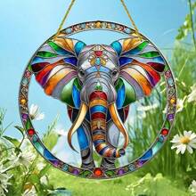 1 Piece, Elephant Decoration, Animal Decoration, Suncatcher, (8 Inches * 8 Inches/20 Centimeters * 20 Centimeters) Wall Decoration, Indoor And Outdoor Art Wall Decoration, Flower Wreath Decoration, Flower Wreath Center, Porch Decoration, Bedroom, Office, Terrace Home Decoration, Holiday Gifts, Window Decoration, Housewarming Gift, Party Decoration