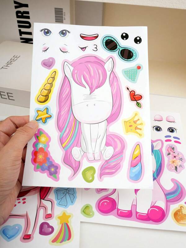 6pcs Make Your Own Unicorn Stickers,Party Favors - DIY Gifts For Girls,Mini Unicorn,Sticker Girls,Party Favor For Girls,Girls Wall Stickers,Girls Nails,Stickers Girl