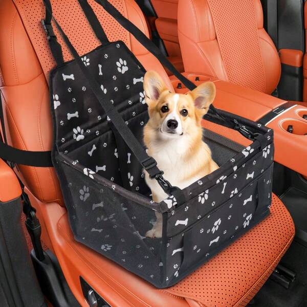 1pc Polyester Fiber Pet Travel Companion - Car Seat, Suitable For Small To Medium Dogs And Cats, All-Season Rear Seat Safety Belt With Adjustable Strap And Easy Installation, Upgraded Foldable Small Dog/Pet Car Seat, PVC Frame Structure, Special For Small Dogs, Pet Car Carrier, Pet Travel Bag, Thick Oxford Cloth, PVC Pipe Support, Sturdy And Not Easy To Deform. Essential For Dog Travel!