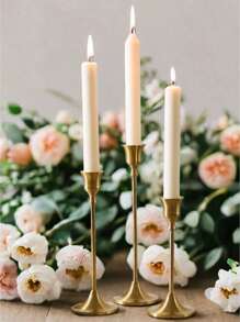 6pcs Metal Gold Color High Quality Taper Candlestick,The Golden Metal Material Is Very , Suitable For Romantic Wedding Essentials, Exquisite Dinner Party Decorations, Living Room Decor, And Is A Must-Have For Occasions, Holidays, And Leisure Moments.,Gifts - View 2