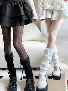 1/2 双女式蕾丝边护腿，可爱甜美时尚保暖腿套，适合日常穿着 - 蕾絲蕾絲腿套 - 查看 11