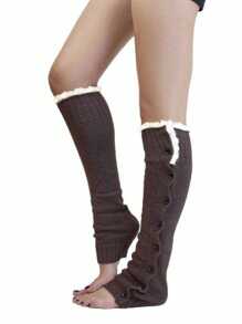 1 双女士暖腿袜针织罗纹马镫长腿套宽松袜子冬季袜子蕾丝花边 - 彩色 - 查看 16