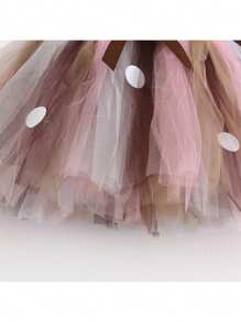 圣诞仙女服装 - 手工制作的蓬巴杜连衣裙，配有驯鹿角头带和雪花装饰 - 涤纶编织休闲仙女服装，适合节日庆祝舞会