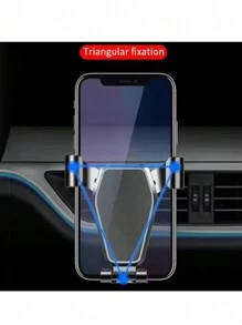 1pc Black Car Phone Holder Mount Bracket, Automatic Car Air Vent Gravity Navigation Bracket, Universal Mobile Phone Holder Compatible With IPhone, Android Phone, Gift For Birthday, Family, Friends For Summer Air Vent Phone Holder, Car Accessories