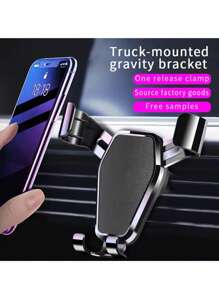 1pc Black Car Phone Holder Mount Bracket, Automatic Car Air Vent Gravity Navigation Bracket, Universal Mobile Phone Holder Compatible With IPhone, Android Phone, Gift For Birthday, Family, Friends For Summer Air Vent Phone Holder, Car Accessories