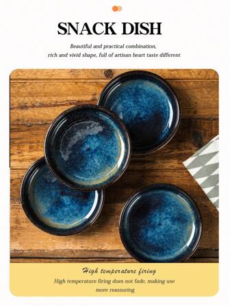 2/4pcs Ceramic Dishes, Colorful Japanese Style Ceramic Condiment/Dish Plates - Suitable For Soy Sauce, Vinegar, Hot Pot Dipping Sauce, Etc. - Small Elegant Condiment Bowls, Heat Resistant, Fit For Salad, Sushi, Fruit, Condiments, Appetizers, Kitchen, Dining Room, Sushi Restaurant