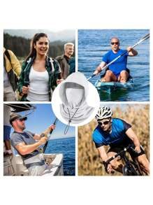 1 pieza Pasamontañas de seda de hielo con protección UV - Pantalla solar facial completa - Transpirable, sin costuras, cuello ajustable con cordón, para motocicleta, ciclismo, pesca al aire libre, con orejeras, máscara facial de protección solar para hombres, gorra de ciclismo para hombres, máscara de esquí, festival, viaje - Multicolor - Ver 8