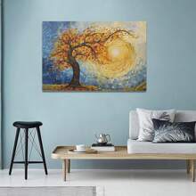 1pc Tree Of Life Autumn Wall Art Fall Abstract Texture Tree Picture Canvas Wall Decor Nature Oil Painting Modern Home Artwork Decorative Canvas Print Decorative Art Painting Beautiful Decorative Gift For Home Living Room Kitchen Dining Room Office Bedroom Bathroom Decor, Framed And Ready To Hang.