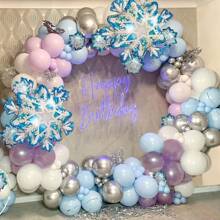 Frozen Balloon Garland, Frozen Party Birthday Decorations Frozen White Blue Purple Snowflake Birthday Decoration Balloon Wedding - 彩色 - 查看 2