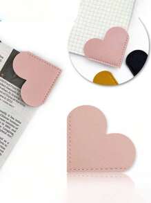 Leather Heart-Shaped Bookmark PU Leather Heart Shape Page Clips Cute Corner Bookmark Reading Enthusiast Book Accessory For Teachers Students Book Reading Lovers Suitable For Daily Use Travel And Home Use Travel Essentials