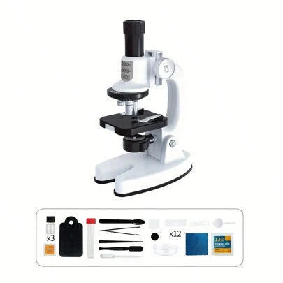 Kids Microscope Kit LED 200-1200X Magnification Kids Science Toys, Microscope Slides With Specimens For Kids,Students Microscope STEM Kit Educational Toys