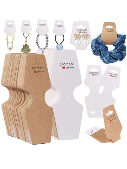 10/50/100 Stücke Schmuck Verpackung Halsketten Karte, selbstklebende Karte, Papier Falt Aufhänge Verpackung