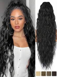 Claw Long Wavy Ponytail Extension Black Brown 30" Curly Pony Tail Clip In Hair Extensions For Women Fluffy Natural Looking Synthetic Hairpiece For Daily Use - 彩色 - 查看 1