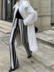 Pantalones palazzo de pierna acampanada a rayas para mujer, de verano