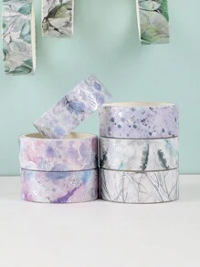 6rolls/Box Blanched Silver Washi Tape With Winter Colour Aesthetics,Creative Exquisite Handmade Art DIY Decorative Sticker Material Tape Set ,Scrapbooking Supplies Washi Tape Adhesive(0.59*78.74in) Back To School