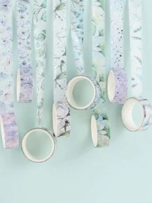 6rolls/Box Blanched Silver Washi Tape With Winter Colour Aesthetics,Creative Exquisite Handmade Art DIY Decorative Sticker Material Tape Set ,Scrapbooking Supplies Washi Tape Adhesive(0.59*78.74in) Back To School