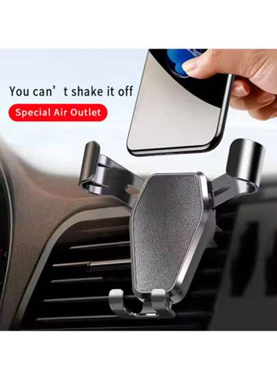 Suporte de celular preto para carro, 1 peça, suporte de navegação por gravidade para saída de ar automática, suporte universal para celular compatível com iPhone, Android, presente de aniversário, família, amigos para o verão, suporte para celular para saída de ar, acessórios para carro