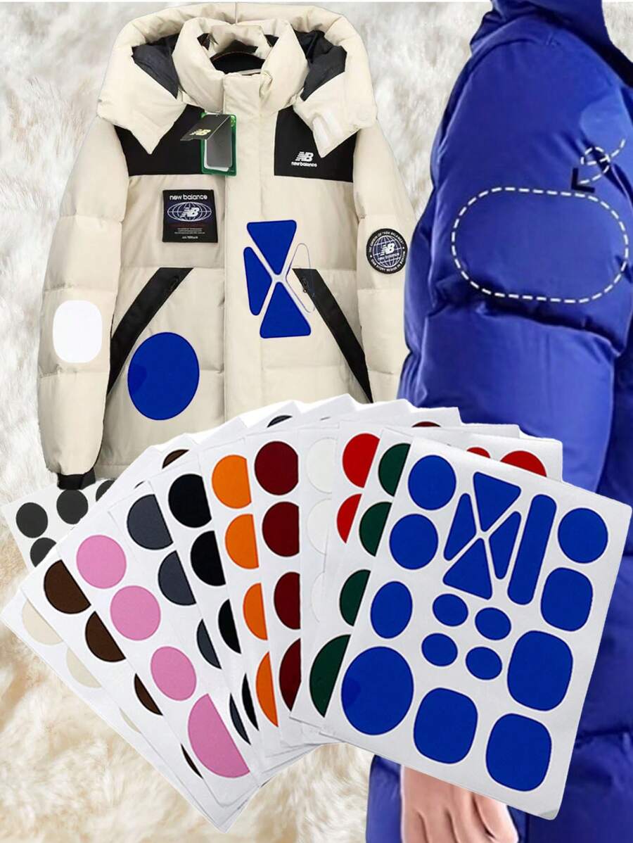 18件装自粘防水羽绒服补丁 各种几何图案卡通补丁 羽绒服破洞修补 服装装饰