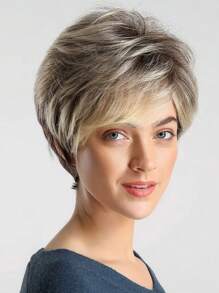 Synthetic Short Hair Wig Fluffy Synthetic Fiber Fashionable Headband With Bangs Short Wave Gradient Wig - Brown Ombre - View 1