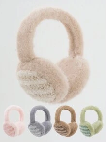 1 件女式拼色蓬松保暖耳套，可爱款式适合秋冬季外出和约会 - 彩色 - 查看 10