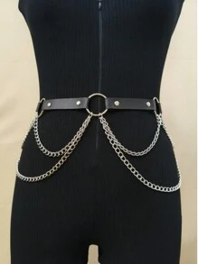 Women's Gothic Punk Fashion Chain Waist Belt Suspender Waist Chain, Versatile For Christmas, Halloween Party, And Daily Wear, Multiple Sizes Available - Black - View 1
