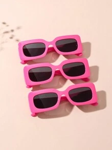 3 件装儿童时尚方形眼镜 - 彩色 - 查看 8