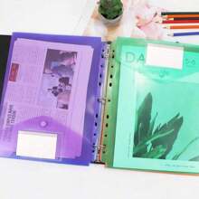 1入組塑膠信封打孔透明文件夾，附按扣和標籤，相容於 2/3/4 環活頁夾 - 白色 - 查看 6