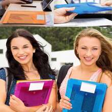 1入組塑膠信封打孔透明文件夾，附按扣和標籤，相容於 2/3/4 環活頁夾 - 白色 - 查看 5