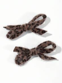 2 piezas Clips para el cabello con lazo de estilo callejero bohemio de poliéster con estampado de leopardo de color contrastante, clips para el cabello con lazo de leopardo para flequillo lateral, adecuados para uso diario, ocasiones de fiesta, todo el año, Día de San Valentín, Pinzas para el cabello, Accesorios para el cabello, Invierno, Atuendo de invierno para mujer, Lazos, Lindo - Multicolor - Ver 12