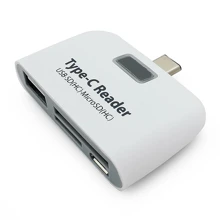 Adaptador multifuncional inteligente 4 en 1 con puerto de carga USB, lector de tarjetas TF y SD, y conector USB tipo C universal OTG para laptop y teléfono móvil - Multicolor - Ver 11