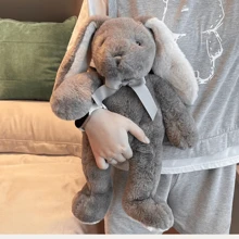 42 厘米/16.52 英寸可爱兔子毛绒玩具柔软身体儿童卡通长耳朵兔子毛绒玩具娃娃天鹅绒动物毛绒节日生日礼物兔子米色小兔子娃娃完美的节日圣诞装饰礼物