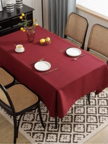 1 pieza Mantel rectangular de unicolor de poliéster resistente, adecuado para reuniones, fiestas, bodas, picnics, eventos, barbacoas, bufés, baby showers, interior y exterior, decoración diaria - Multicolor - Ver 147