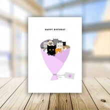 Katzen Blumenstrauß Geburtstagskarte, witzige Geburtstagsgrüße, witzige Geburtstagskarten, Geburtstagsgeschenk für Freundin, Freund, Ehemann, Ehefrau, sie, ihn, Geburtstagsgeschenk für gute Freunde