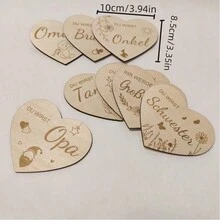 Set de 8 piezas de madera con forma de corazón para anunciar un embarazo, lindo regalo para anunciar tu embarazo, letrero de anuncio de bebé, regalos para baby shower y Pascua para niñas/niños - multicolor - Ver 3