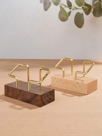 A Creative Wooden Business Card Holder – Stylish Metal And Wood Design For Desktop, Office, Or Reception Area – Organize And Display Your Business Cards With This Innovative Desktop Stand