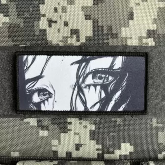 1pc Sad Girl Eyes Anime Character Patch - Tactical Bag, Hat, Clothing Patch, Embroidered Morale Tactical Badge