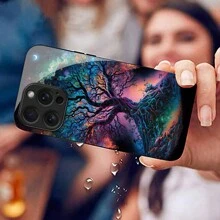 Colorful Tree HD Printed Glass Phone Case Compatible With IPhone/Samsung/Huawei/Xiaomi/Redmi/OPPO/OnePlus/Infinix - Multicolor - View 3