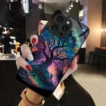 Colorful Tree HD Printed Glass Phone Case Compatible With IPhone/Samsung/Huawei/Xiaomi/Redmi/OPPO/OnePlus/Infinix - Multicolor - View 6