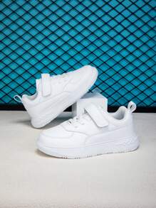 1 双全新儿童休闲白色运动鞋，时尚百搭运动鞋 - 白色 - 查看 6