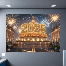 1 件 2025 年新年和圣诞快乐横幅，冬季圣诞节假期家庭照片背景，适用于家庭、房间、户外花园、派对装饰、照相亭工作室道具 - 多 - 查看 4