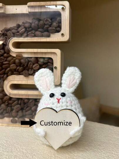 1 Peça Figura de Crochê com Energia Positiva Personalizada e Gravada a Laser, na Forma de um Coelho, Ideal como um Presente de Aniversário ou Natal Interessante, Artesanato Feito à Mão