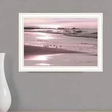HomeRoots Breakfast On The Beach White Framed Print Wall Art