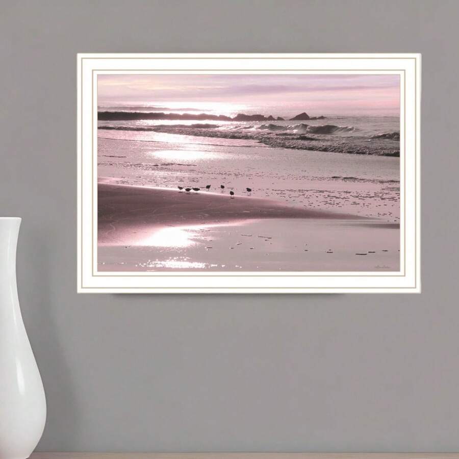 HomeRoots Breakfast On The Beach White Framed Print Wall Art