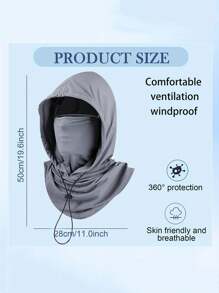 1 pieza Pasamontañas de seda de hielo con protección UV - Pantalla solar facial completa - Transpirable, sin costuras, cuello ajustable con cordón, para motocicleta, ciclismo, pesca al aire libre, con orejeras, máscara facial de protección solar para hombres, gorra de ciclismo para hombres, máscara de esquí, festival, viaje - Multicolor - Ver 4