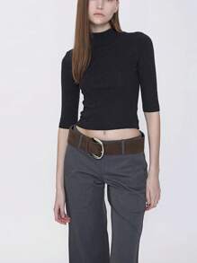 Plus Size Women Vintage Suede Belt, Solid Color Fashion Simple Versatile Waist Accessory, Suitable For Daily Wear Summer, School Fall, Autumn, Halloween - Brown - View 9