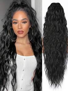 Claw Long Wavy Ponytail Extension Black Brown 30" Curly Pony Tail Clip In Hair Extensions For Women Fluffy Natural Looking Synthetic Hairpiece For Daily Use - 彩色 - 查看 2