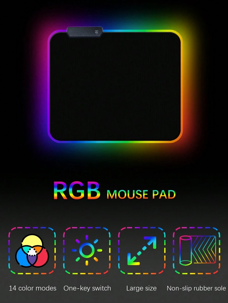 1pc Small Size Rgb Glowing Gaming Mouse Pad For Pc Office Work And E-sport Gaming
